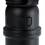 close up of black mobile battery with buttons on a white background