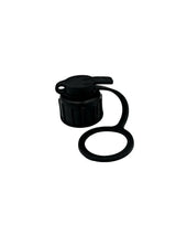 black water bottle cap on a white background